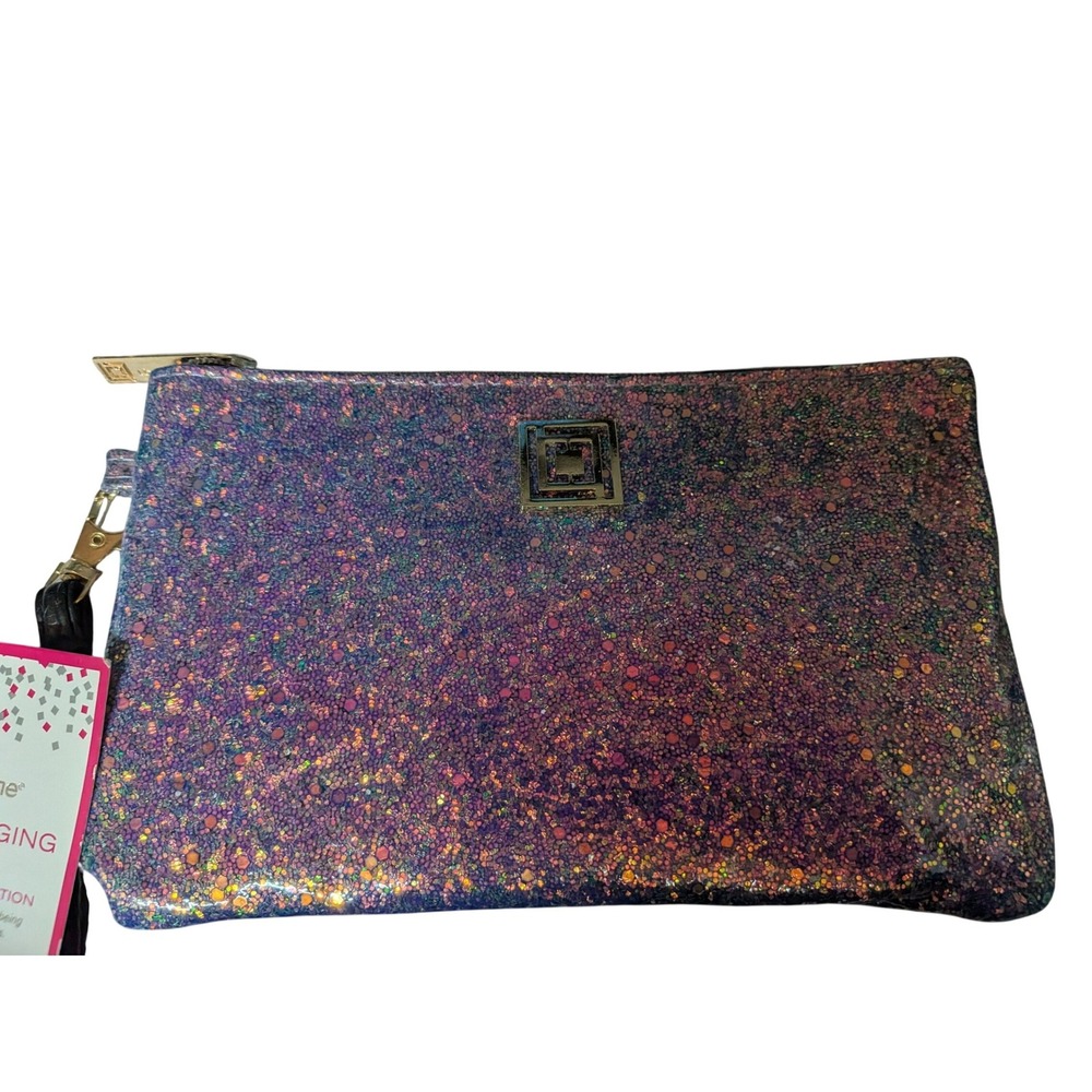 Liz Claiborne Purple Glitter Phone‎ Charging Wallet RFID Power Bank Wristlet NWT - Picture 2 of 2